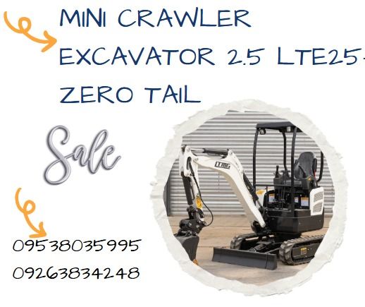 Mini Crawler Excavator 2.5 LTE25-Zero Tail (Category: Construction Tools & Equipment) located in Caloocan City. Submitted by francineja42756 (Listing ID 1378347986, Image 1). Description: 2.5 ton mini excavator, -- Bucket capacity: 0.07cbm -- Kubota engine -- With oil radiator -- Rubber track -- With dozer blade -- Joystick -- Swing boom -- Track extension.