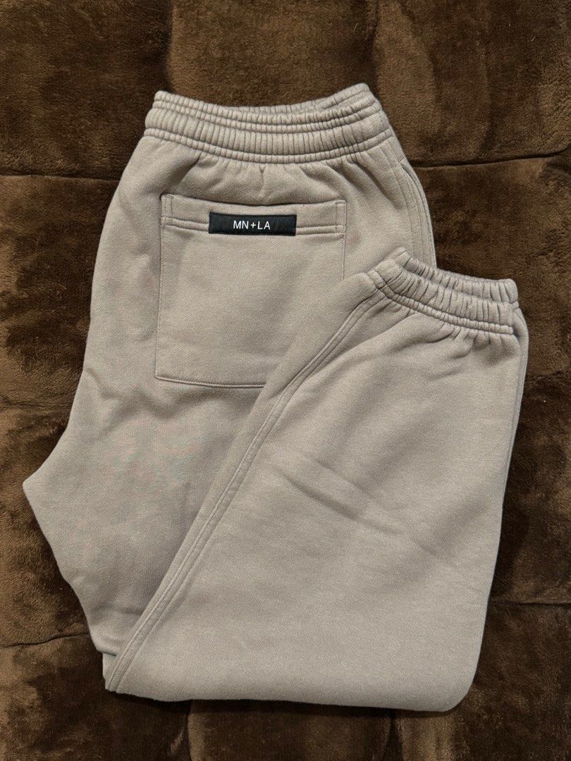 MN+LA sweatpants (Category: Joggers) located in Pasig City. Submitted by _jjjoshtzy (Listing ID 1378351043, Image 3). Description: MN+LA jogger sweatpants (Old release) 🚨AS PACK🚨 All size Large. Check last photo for dimes. Colors: Oat Tan Royal blue Used few times only then nastock na sa cabinet. ⚠️For shipping: LBC or Lalamove only ⚠️Add shipping fee. Thanks!.