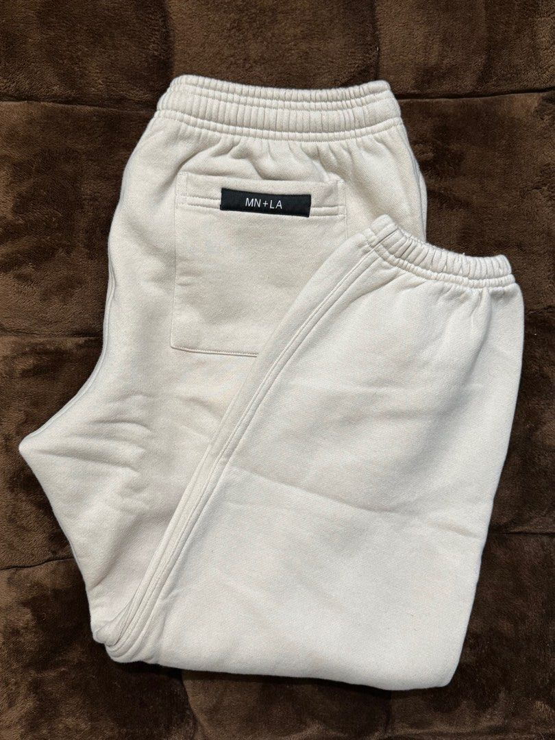 MN+LA sweatpants (Category: Joggers) located in Pasig City. Submitted by _jjjoshtzy (Listing ID 1378351043, Image 2). Description: MN+LA jogger sweatpants (Old release) 🚨AS PACK🚨 All size Large. Check last photo for dimes. Colors: Oat Tan Royal blue Used few times only then nastock na sa cabinet. ⚠️For shipping: LBC or Lalamove only ⚠️Add shipping fee. Thanks!.