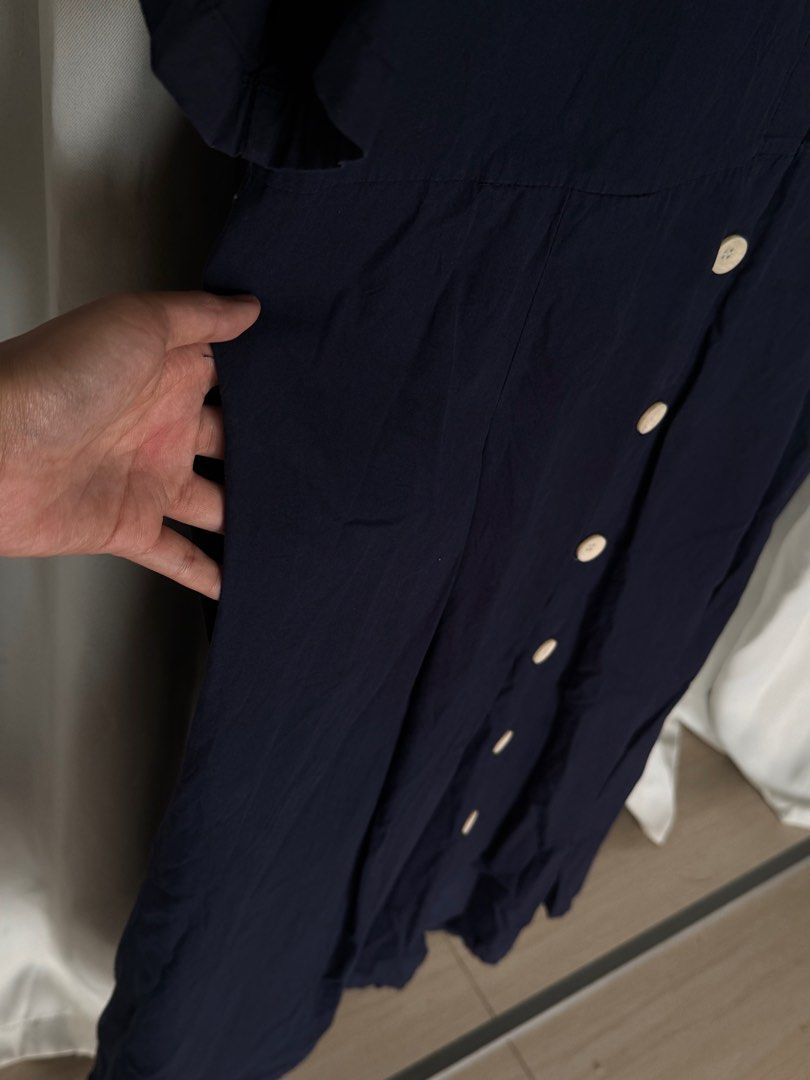 NAVY BLUE DRESS (Category: Dresses) located in Quezon City. Submitted by leafymix (Listing ID 1378424993, Image 3). Description: COTTON NAVY BLUE BUTTON DOWN - COMPLETE Up to XXL BUST 40 CM #office #blue #cotton.