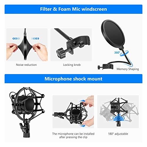 Neewer NW-700 Condenser Microphone KitProfessional Studio Condenser Microphone & NW-35 Adustable Scissor Arm Stand Kit - Shock Mount Included1447363221781865730113
