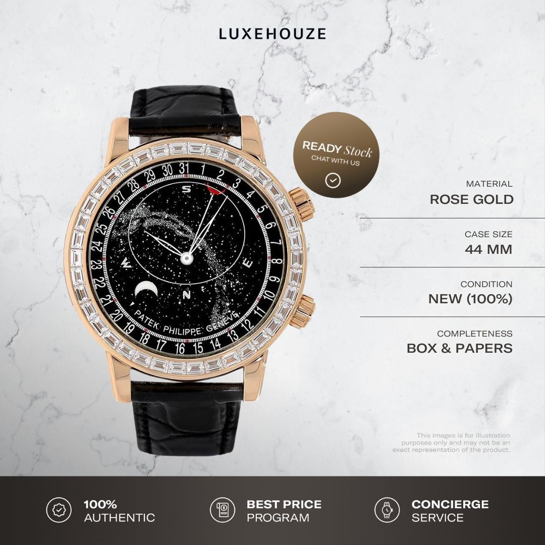 New 2023 Patek Philippe Grand Complications 6104R-001 Black (Category: Watches) located in Singapore. Submitted by luxehouze (Listing ID 1267440606, Image 1). Description: Join our Community for special deals and latest arrivals! //bit.ly/LHWatchesSG Watch Details: SKU: 0006512 Condition: New (100%) Dial: Black Year: 2023 Completeness: Box & Papers This item is available at Luxehouze Boutique Singapore. Please contact us to schedule a viewing. Lu