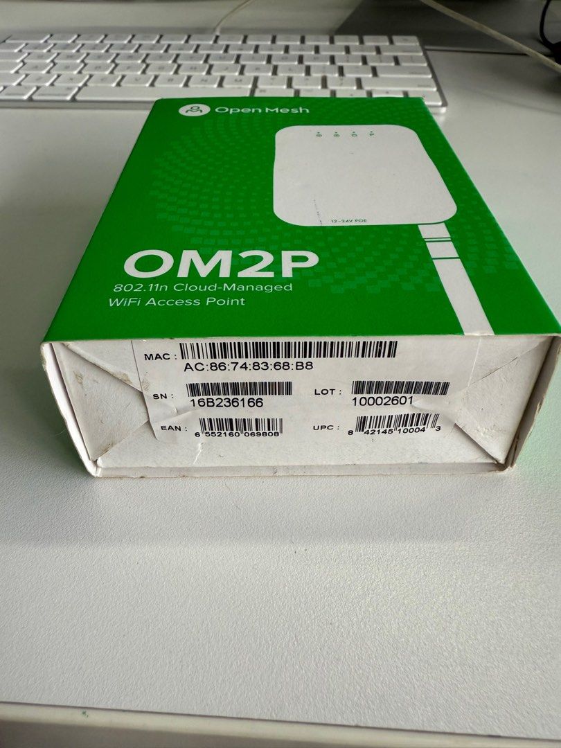 OM2P-NA OM Series Cloud Managed Wireless-N Access Point (Category: Networking) located in Singapore. Submitted by greendragon168 (Listing ID 1378398828, Image 1). Description: Hey there! Selling my OpenMesh OM2P-NA Cloud Managed Wireless-N Access Point. It's in great condition – barely used! This little white box is super sleek and easy to set up. It's got all the ports you'd expect and comes with everything shown in the pics. Perfect for expandi
