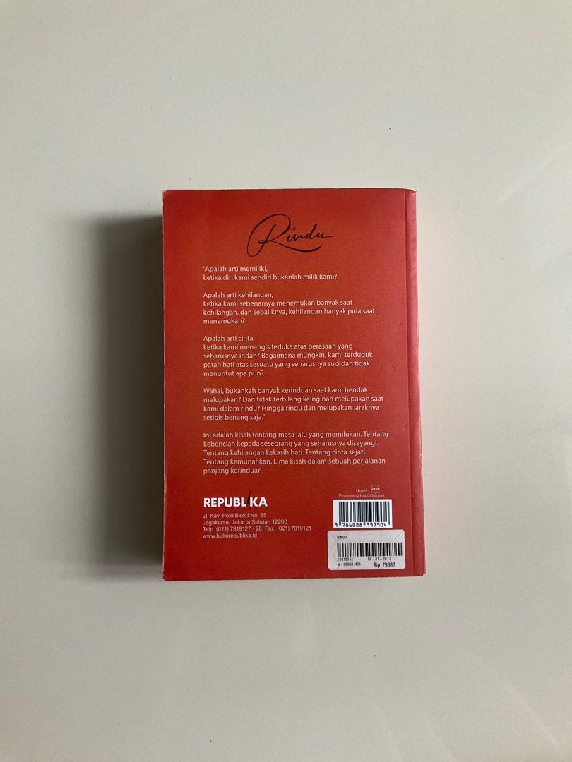 Rindu by Tere Liye, Buku Alat Tulis, Buku di Carousell