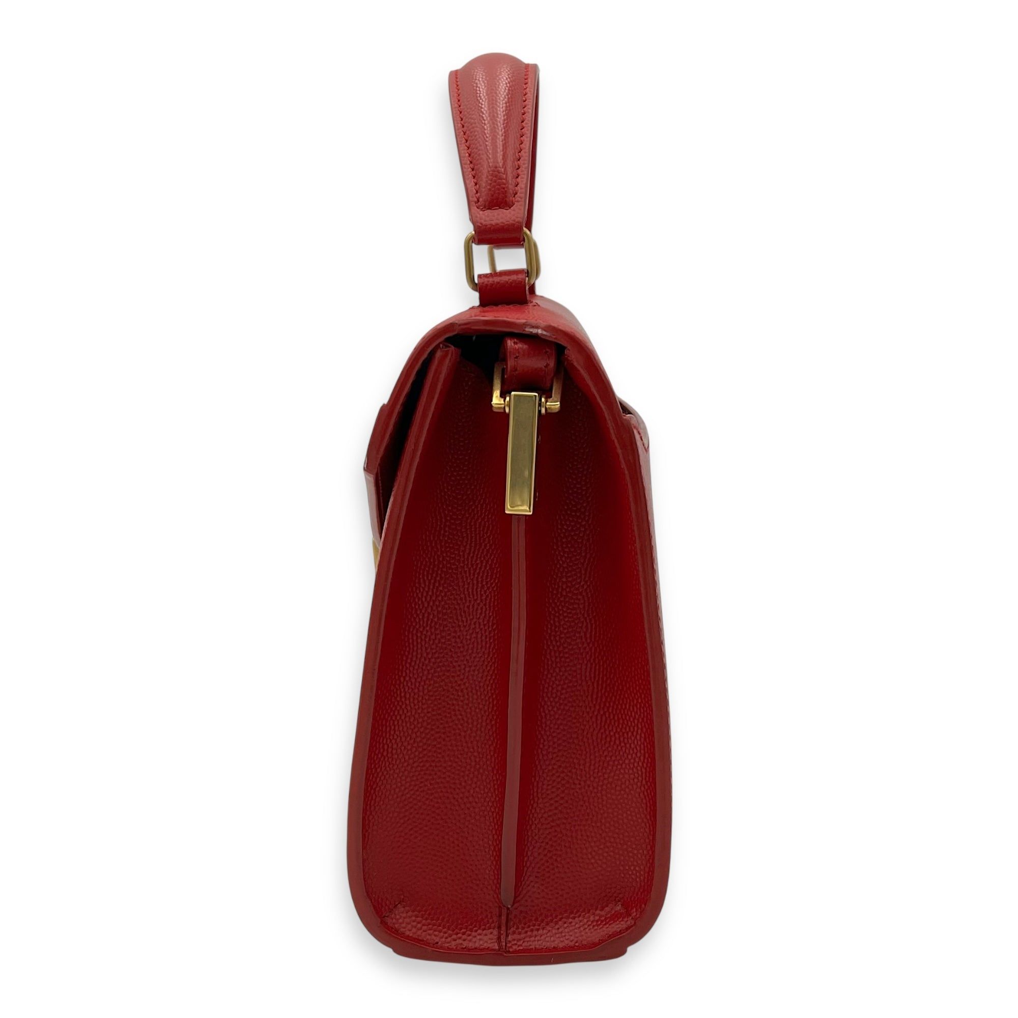 Saint Laurent Cassandra Top Handle Bag Red in Calfskin, Gold hardware (Category: Bags & Wallets) located in Singapore. Submitted by carousellluxury (Listing ID 1378404080, Image 3). Description: SKU S2506-006904AN Material Calfskin Color Red Hardware Gold Strap Included, detachable and adjustable Dimension (L)20cm x (H)15cm x (W)7.5cm Accessories Series FLY602716 1019 Circa Est 2019 Microchipped FALSE PS: Available for Private-Viewing, Standard a