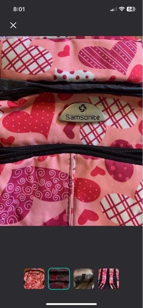 SAMSONITE BACKPACK ( PINK) (Category: Backpacks) located in Marilao. Submitted by gorjuzshop (Listing ID 1378350859, Image 2). Description: Super nice pa decluttering MOP: Gcash/Maya/BPI sf shouldered by the buyer.