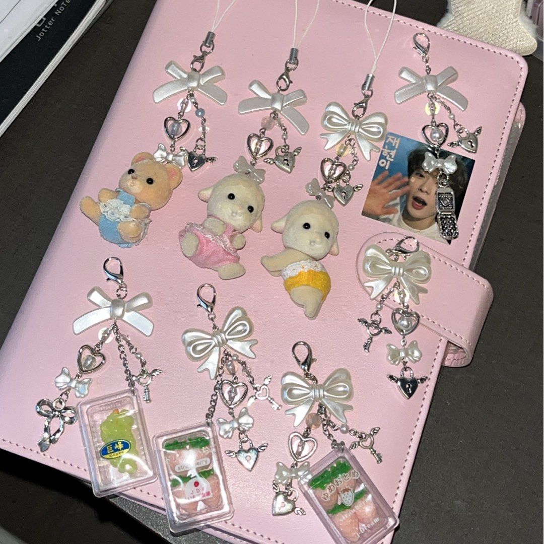 SEE DESCRIPTION FOR PRICE WTS/ LFB cute aesthetic y2k keychains or phone straps Sylvanian families Japanese fruit keychains sheep twins, bears, strawberry, grape keychain (Category: Handmade Craft) located in Singapore. Submitted by lovlq (Listing ID 1378441822, Image 1). Description: WTS/ LFB hand made beaded keychains, cute phone straps, y2k and aesthetic keychains, Sylvanian families keychains + Japanese fruit keychains - mailing only, no meet
