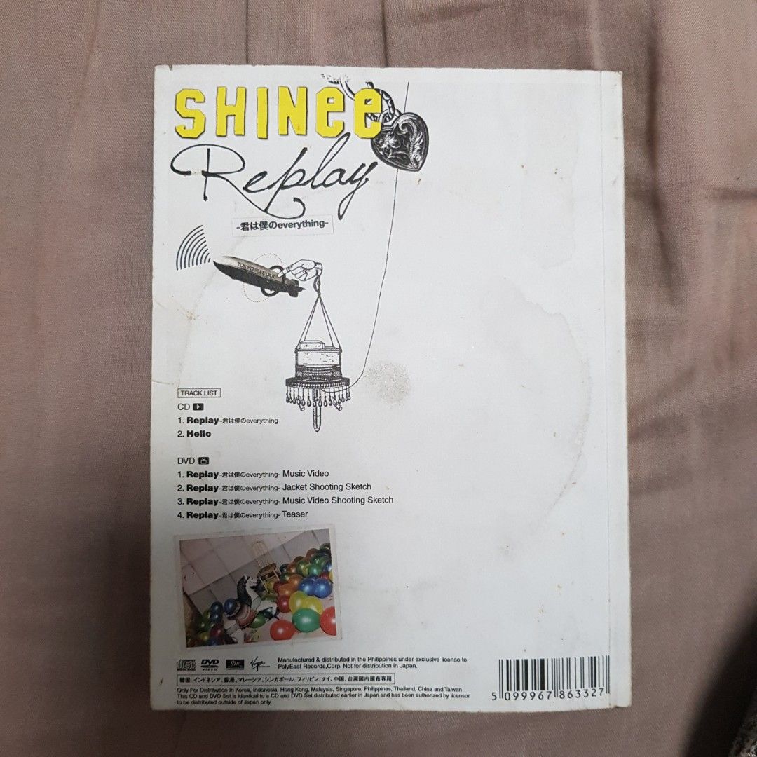 SHINee Replay album ( Japan Version) (Category: CDs & DVDs) located in Caloocan City. Submitted by raed0815 (Listing ID 1378460228, Image 2). Description: SHINee Replay ( Japan ver) - Good Condition (complete CD and DVD) - 5 Photocards inside ( update : only 2 (Taemin and Jonghyun), missing 3) - Payment : via Gcash - Location : Caloocan - Delivery : lalamove.