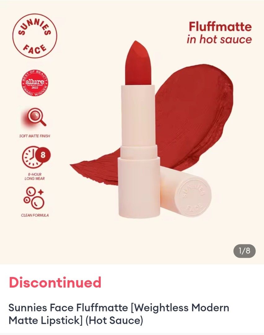 SUNNIES FACE LIPSTICK (FLUFF MATTE)💄 (Category: Makeup) located in Manila. Submitted by mariasmarketplace (Listing ID 1377119333, Image 1). Description: 'Di na ginagamit mas prefer ko na Liptint. No box na Wala nang ganitong shade sa Market..