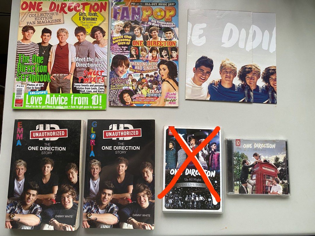 TAKE ALL ONE DIRECTION MERCH (Category: Magazines) located in Paranaque City. Submitted by emmawtj (Listing ID 1377103352, Image 1). Description: Includes: 💿 One Direction Magazine 💿 Lyrics/Song Booki 💿 2 Back to Back Posters 💿 2 1D The Story Books 💿 Up All Night Tour Live DVD 💿 Take me Home Album 📚 Gcash Payment (shipping to be shouldered by buyer) 📁 Location: Bf Homes, Paranaque.