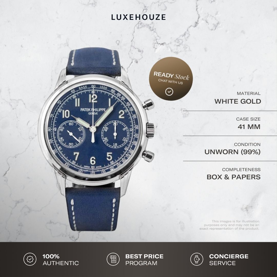 Unworn 2025 Patek Philippe Complications 5172G-001 Blue (Category: Watches) located in Singapore. Submitted by luxehouze (Listing ID 1364784073, Image 1). Description: Join our Community for special deals and latest arrivals! //bit.ly/LHWatchesSG Watch Details: SKU: 0013974 Condition: Unworn (99%) Dial: Blue Year: 2025 Completeness: Box & Papers This item is available at Luxehouze Boutique Singapore. Please contact us to schedule a viewing. Luxeh