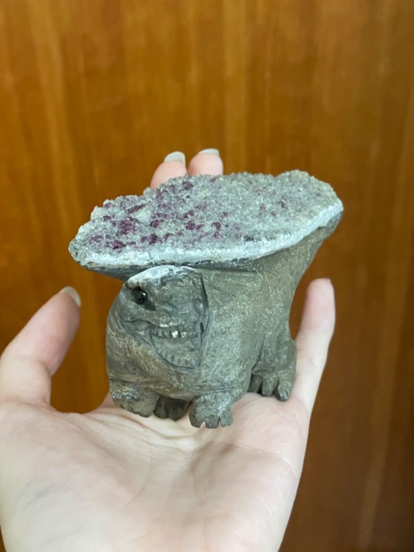 由 1yuiii._ (刊登 ID 1383825814，圖片 1) 提交，位於 高雄市 (Kaohsiung) 的 瑤崗仙-瑩石雲母共生雕刻水晶（恐龍） (類別：其他居家裝飾)，說明：商品售出後概不退換！ 水晶產品難免有天然瑕疵 完美主義者請三思後再行下單～。