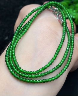 天然A貨翡翠冰綠圓珠手鍊項鍊64221337222914110
