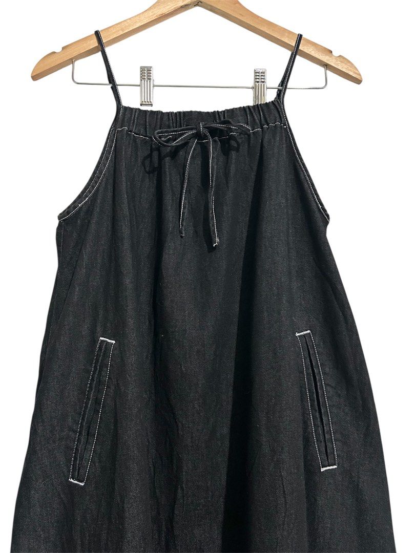 Black strappy denim dress (Category: Dresses) located in Daraga. Submitted by rrcollection34 (Listing ID 1383701532, Image 3). Description: size Small to XL black denim fabric color rate 10/10 fabric rate 10/10 no flaws no issue bagong bago super rare ang mga black denim dress and super expensive ang brand new .