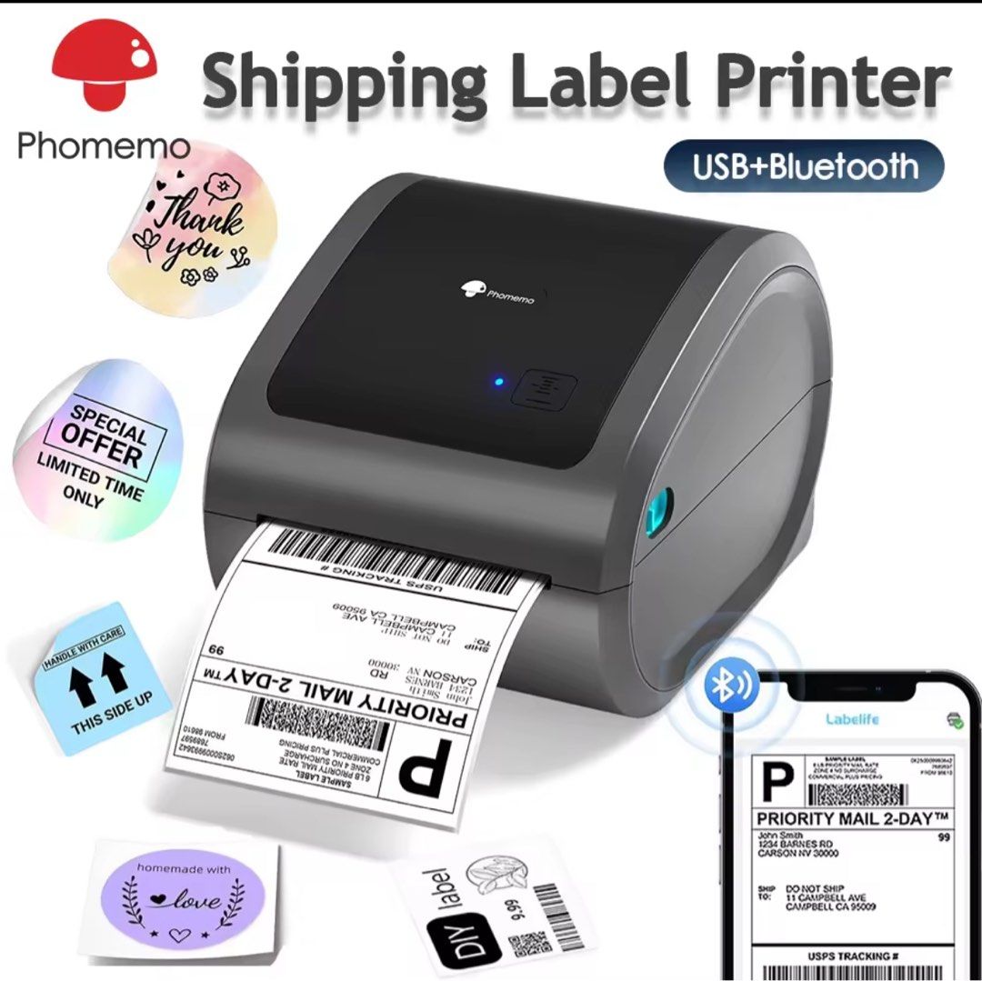 Large variant Bluetooth Waybill printer for different label types (Category: Printers, Scanners & Copiers) located in Makati City. Submitted by apricooutdoors (Listing ID 1383691778, Image 1). Description: Phomemo D520BT Thermal Waybill Printer - Brand new - with free 80pcs rolled A6 stickers - Large size capacity - USB+Bluetooth - can do A6 Shipping Label - Printer Inkless Sticker - Clear print - Smooth printing (auto-adjust printer head) - Grea