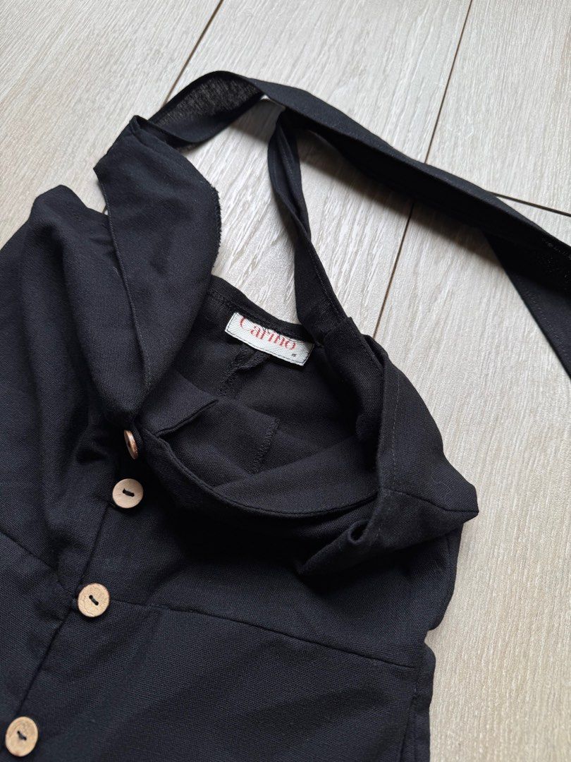 Carino black linen Samara jumpsuit (Category: Jumpsuits) located in San Juan City. Submitted by steffchua (Listing ID 1383804522, Image 3). Description: Used only once Original price ₱3k.