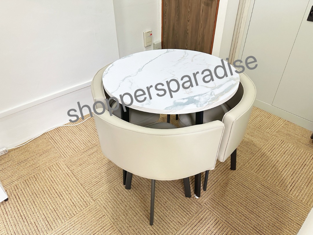 CT 016 Round/square table with 4 chairs, Modern Nordic Style, Home ...