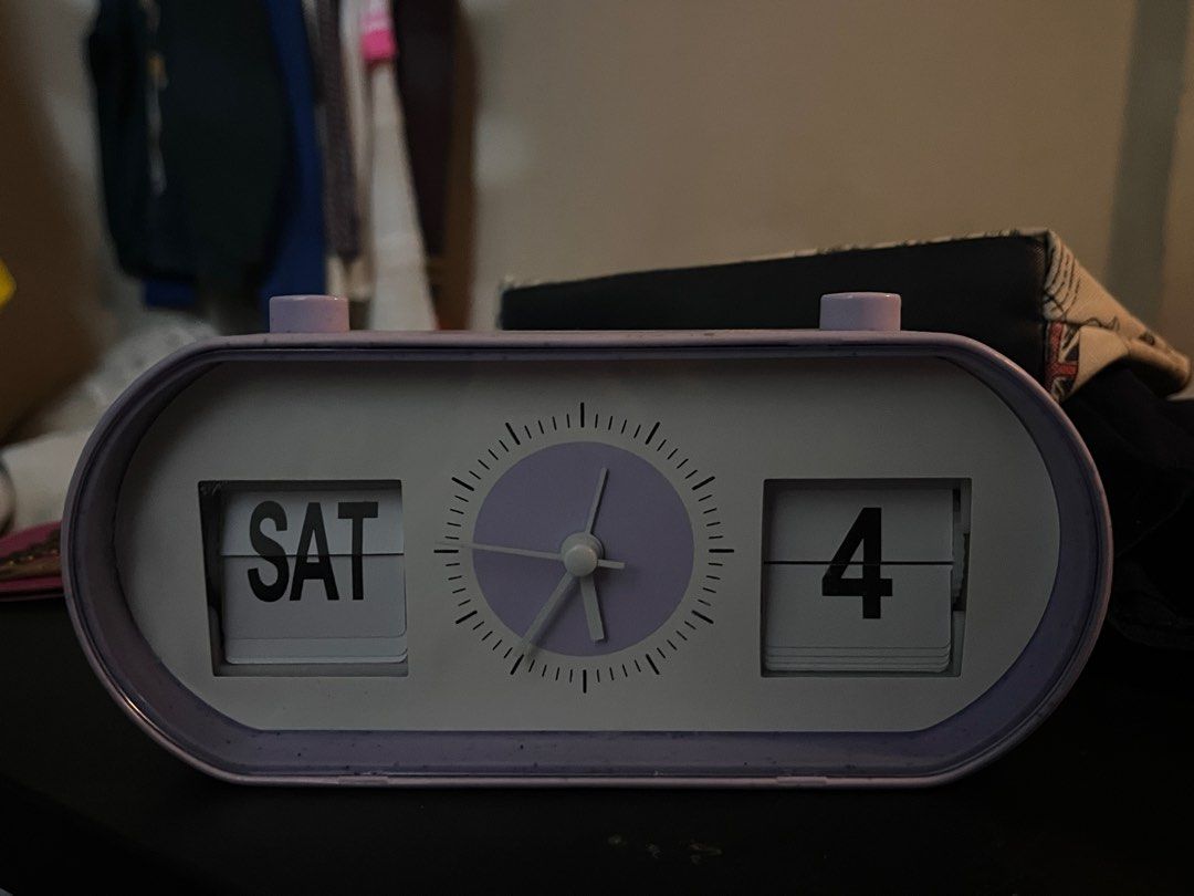 cute purple alarm clock (with date) (Category: Clocks) located in Manila. Submitted by vanilla.mi1kshake (Listing ID 1383804422, Image 1). Description: - w/o box and batteries not used anymore bought from typo.