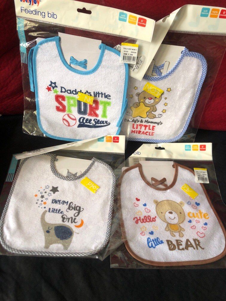Feeding bib bundle sale (Category: Weaning & Toddler Feeding) located in Subang Jaya. Submitted by cruiyi (Listing ID 1383681262, Image 1). Description: Take all for RM10. Gifted and never used, my baby has grown out of them..