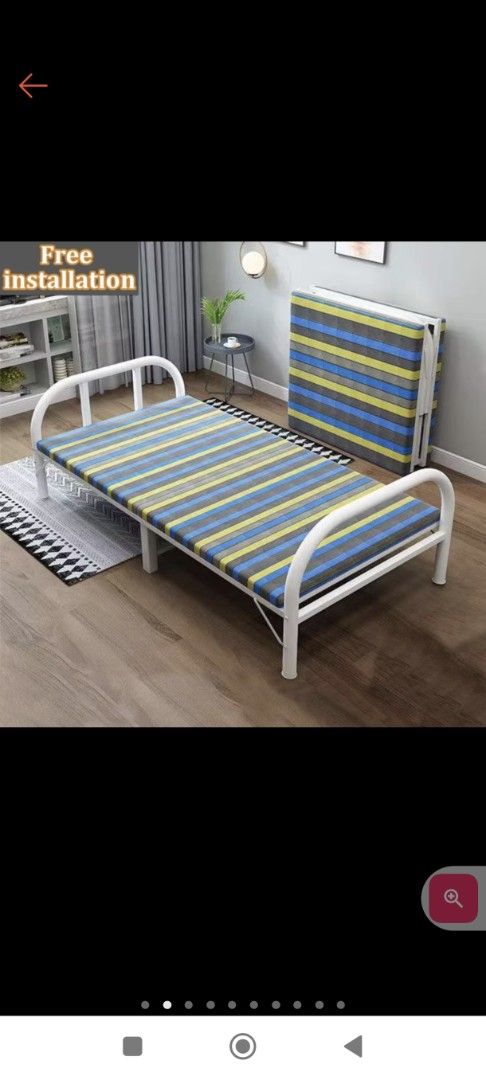 Foldable Single Bed with Mattress
