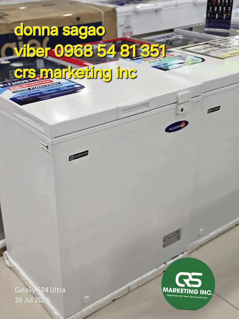 Fujidenzo chest freezer (Category: Refrigerators and Freezers) located in Manila. Submitted by donnasagao03665 (Listing ID 1383727990, Image 1). Description: 💚 FUJIDENZO CHESTFREEZER DUAL FUNCTION INVERTER AND FUJIDENZO CHEST FREEZER NON INVERTER / SUB ZERO 💚 📍 SOLID TOP CHEST FREEZER / CHILLER NON-INVERTER FC68GDF 6.8 - 11,800 FC88GDF 8.8 - 13,400 FC18ADF2 18.0 - 27,400 FC22GDF2 22.0 - 31,800 FC29ADF2 29.0 - 41,400 📍 INVERTER SOLID TOP CHEST