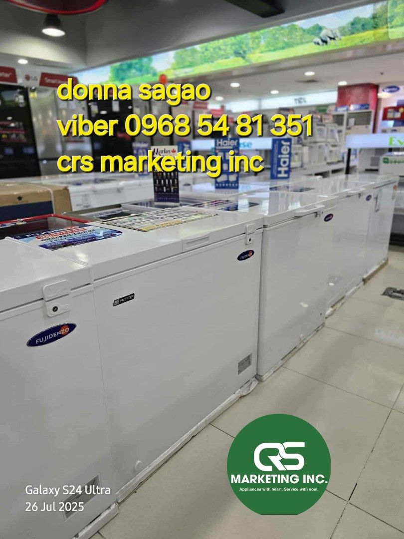 Fujidenzo chest freezer (Category: Refrigerators and Freezers) located in Manila. Submitted by donnasagao03665 (Listing ID 1383727990, Image 3). Description: 💚 FUJIDENZO CHESTFREEZER DUAL FUNCTION INVERTER AND FUJIDENZO CHEST FREEZER NON INVERTER / SUB ZERO 💚 📍 SOLID TOP CHEST FREEZER / CHILLER NON-INVERTER FC68GDF 6.8 - 11,800 FC88GDF 8.8 - 13,400 FC18ADF2 18.0 - 27,400 FC22GDF2 22.0 - 31,800 FC29ADF2 29.0 - 41,400 📍 INVERTER SOLID TOP CHEST