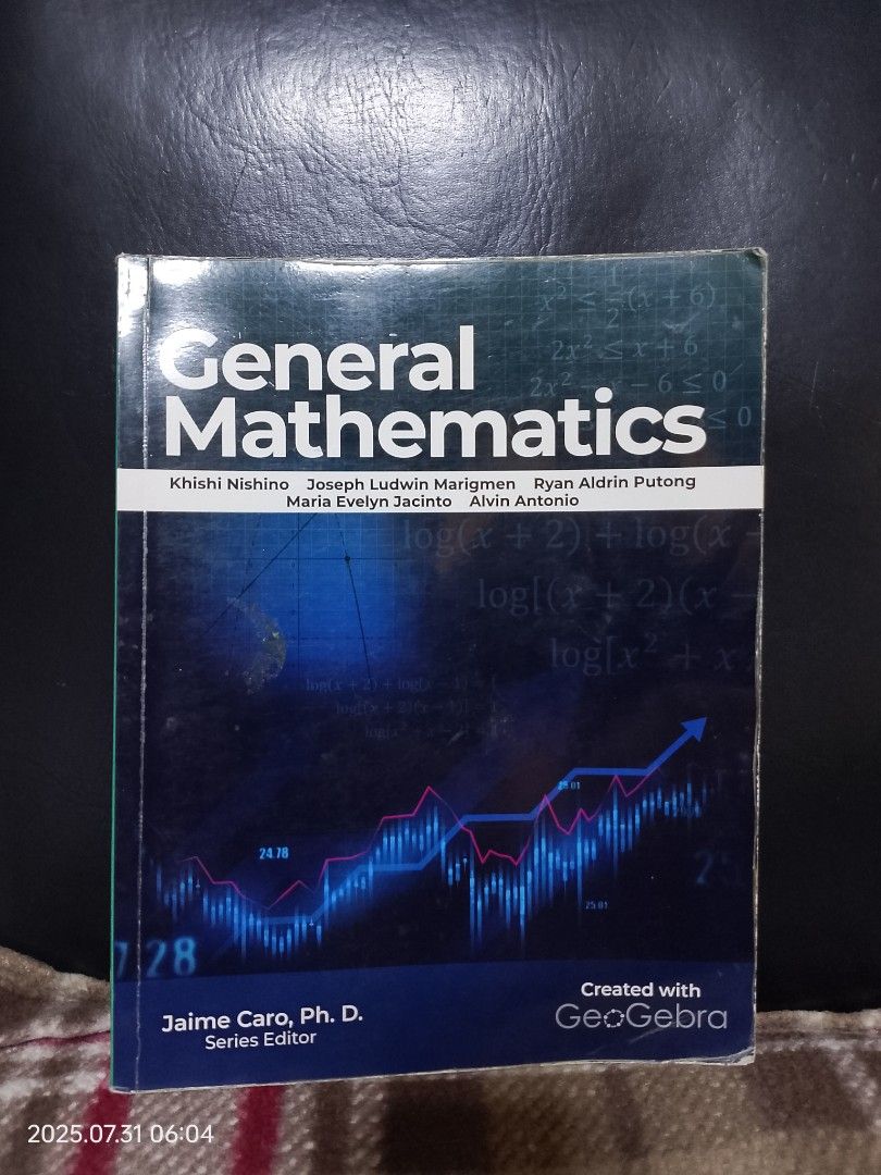General Mathematics-SHS Books (Category: Textbooks) located in Pasay City. Submitted by mhjcloset (Listing ID 1383854470, Image 1). Description: selling stem shs book 📚 slightly used 🩷.
