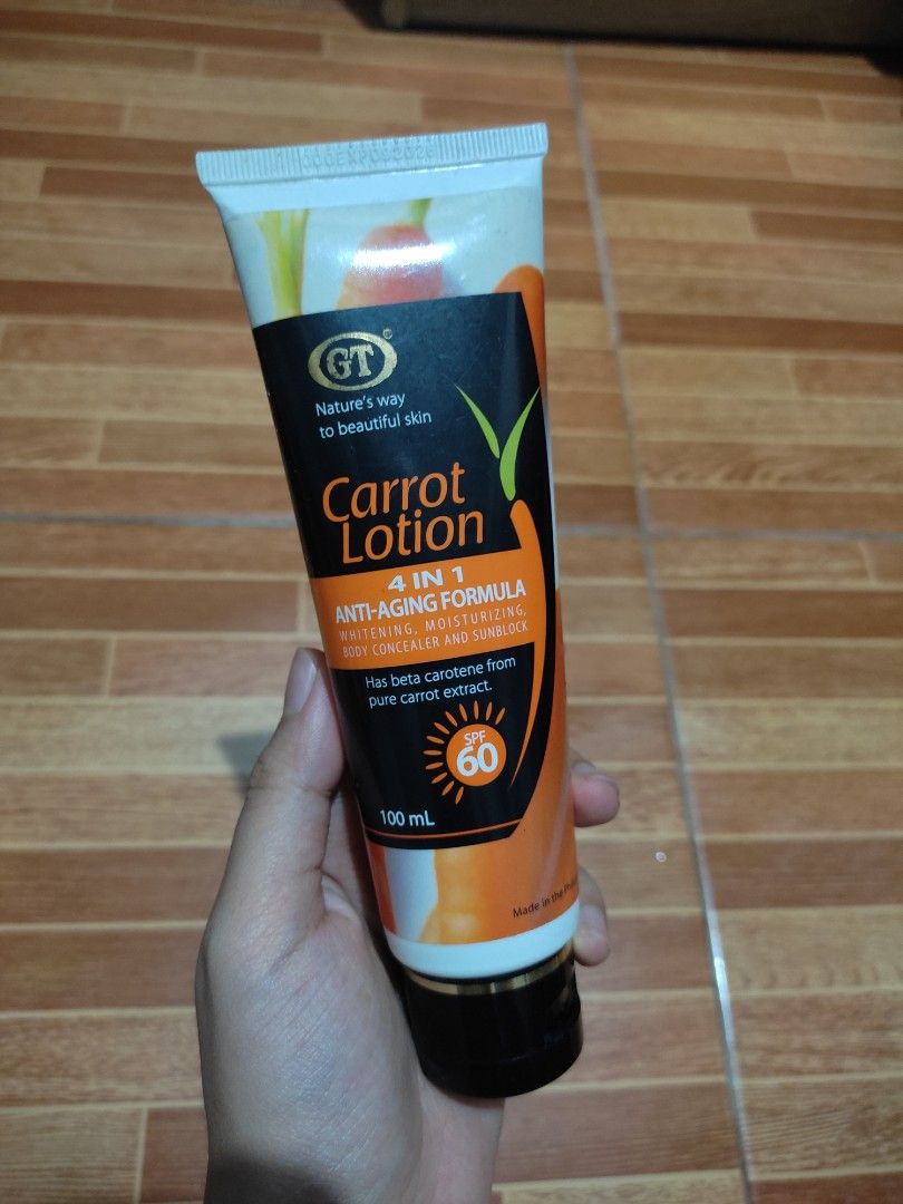 GT Carrot Lotion (Category: Body Care) located in Pasig City. Submitted by citruswinter (Listing ID 1383797711, Image 1). Description: RFS: fragrance is too strong. i switched to a new body lotion/sunscreen Last price.