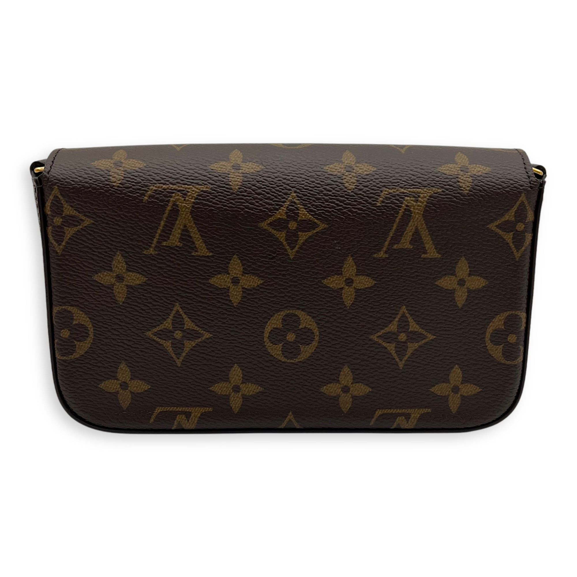 Louis Vuitton Felicie Strap & Go Brown Crossbody Bag in Monogram Coated Canvas, Gold hardware (Category: Bags & Wallets) located in Singapore. Submitted by carousellluxury (Listing ID 1356513796, Image 2). Description: SKU S2408-000390VZ Material Monogram Coated Canvas Color Brown Hardware Gold Strap Included, detachable Dimension 17cm x 9cm x 3.5cm Accessories Dust Bag, Series RFID Circa Est NA Microchipped TRUE Condition - Surface: very good co
