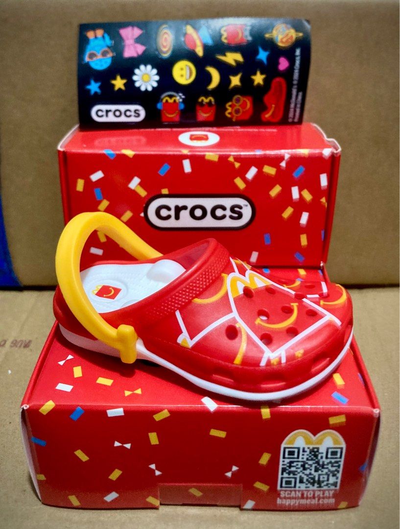 McDo x Crocs Happy Meal (Imported) (Category: Babies & Kids Fashion) located in Las Pinas. Submitted by theblackmamba_24 (Listing ID 1383777961, Image 2). Description: 🏁 For Sale McDo x Crocs (Imported) ▪️Red / White ⛔️ Sold Out: ▪️Red / Yellow ▪️White / Yellow ▪️Red / Blue 💰Php 199.00 Each ✅ Brand New ✅ Authentic ✅ Unapplied Stickers ✅ PM for Inquiries.
