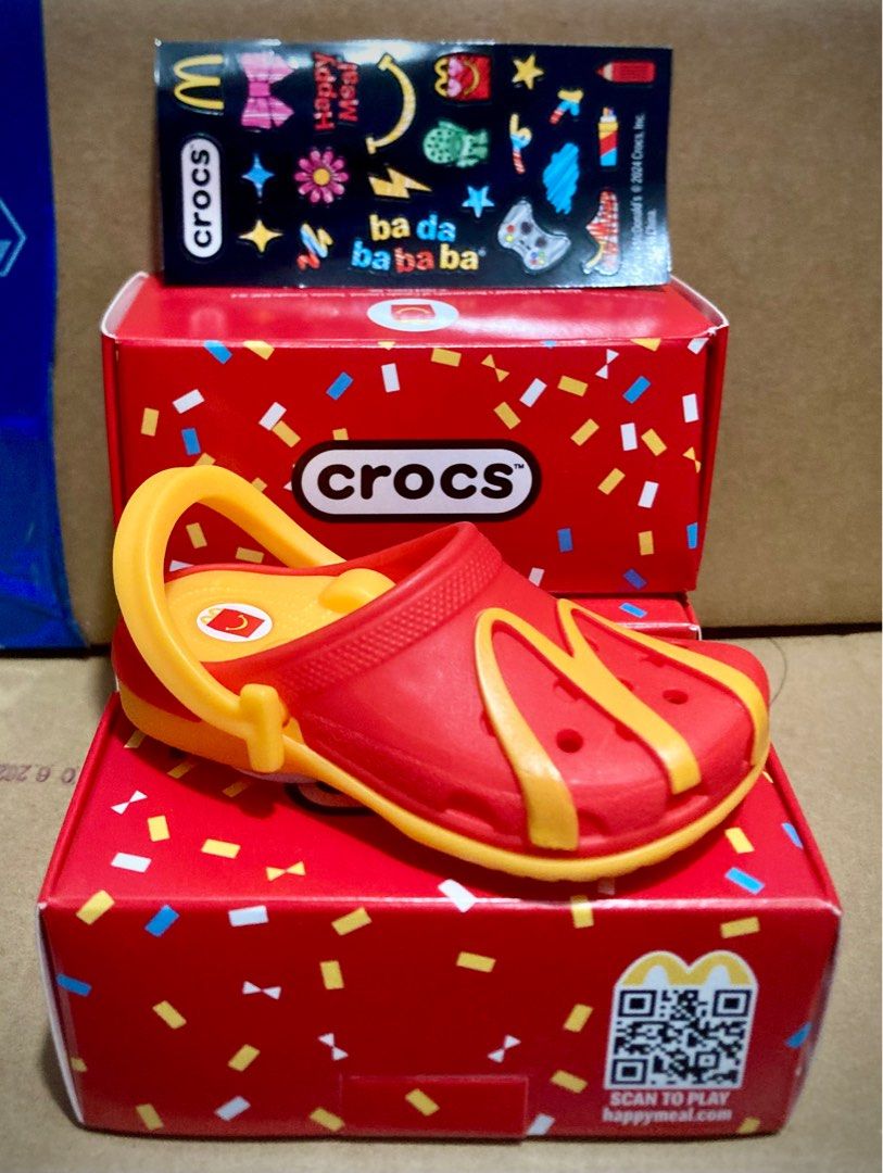 McDo x Crocs Happy Meal (Imported) (Category: Babies & Kids Fashion) located in Las Pinas. Submitted by theblackmamba_24 (Listing ID 1383777961, Image 1). Description: 🏁 For Sale McDo x Crocs (Imported) ▪️Red / White ⛔️ Sold Out: ▪️Red / Yellow ▪️White / Yellow ▪️Red / Blue 💰Php 199.00 Each ✅ Brand New ✅ Authentic ✅ Unapplied Stickers ✅ PM for Inquiries.