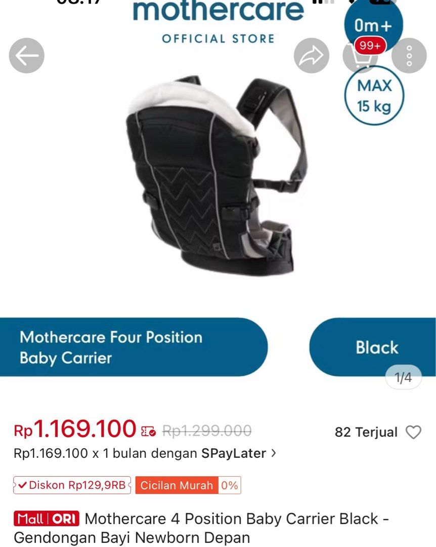 New - Mothercare 4 Position Baby Carrier Black - Gendongan Bayi (Kategori: Kereta, Kursi Goyang & Gendongan Bayi) berada di Bekasi. Dikirim oleh gobuyme_id (ID iklan 1383671263, Gambar 2). Deskripsi: New 100% ex kado Mothercare 4 Position Baby Carrier Black - Gendongan Bayi harga baru masih 1.299jt.