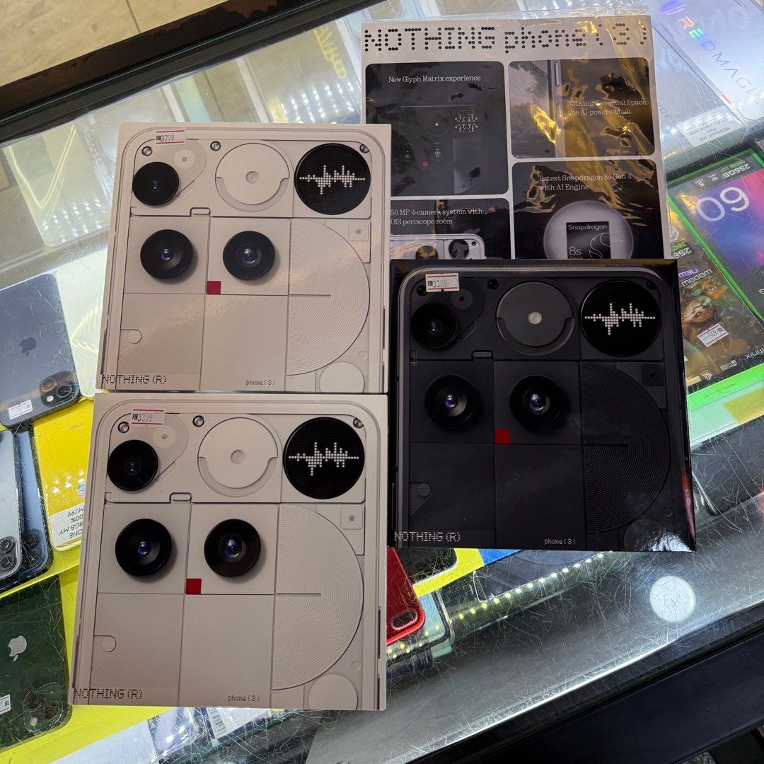 Nothing Phone 3 256GB Black (Category: Nothing) located in Kuala Lumpur. Submitted by smarttelgadget (Listing ID 1383770881, Image 2). Description: NOTHING PHONE (3) NEW MYSET SEALBOX 12+256GB RM2969 16+512GB RM3699 1 YEAR NOTHING MSIA WARRANTY SELF PICK UP PLAZA LOWYAT UG LOT 22-23 0162095269 POSTAGE GRAB LALAMOVE.