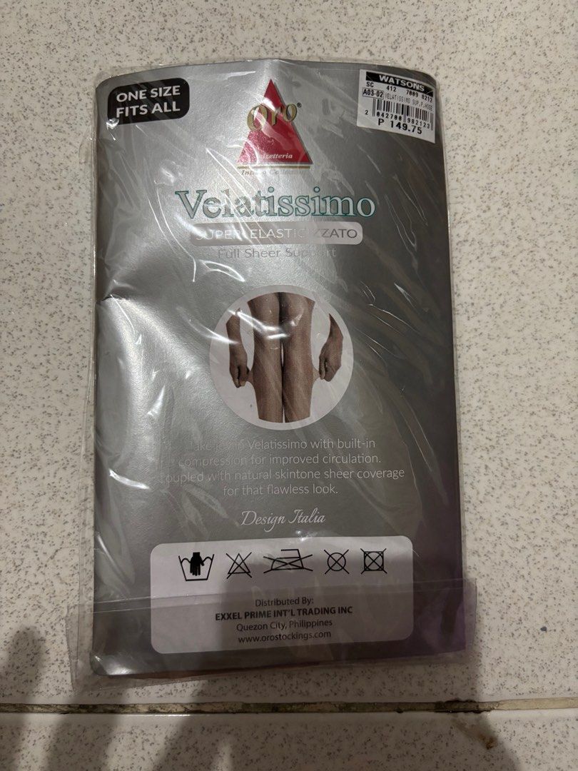 Oro Velatissimo Hose (Naturalle Shade) (Category: Undergarments & Loungewear) located in Caloocan City. Submitted by sam018 (Listing ID 1383847663, Image 1). Description: Oro Velatissimo Hose (Naturalle Shade) 🧦 Price: ₱149 (negotiable) ✔️ Brand new, never used ✔️ One size fits all ✔️ Elegant and comfortable hosiery, perfect for any occasion 🧺 Decluttering sale! 📩 Message me if interested..