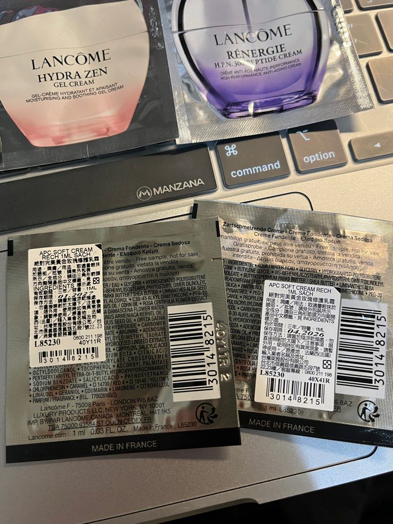 由 lazy_888 (刊登 ID 1383995905，圖片 3) 提交，位於 桃園市 (Taoyuan) 的 蘭蔻-小包試用包 (類別：護膚、清潔產品)，說明：效期正常 上排每包10 下排每包20。