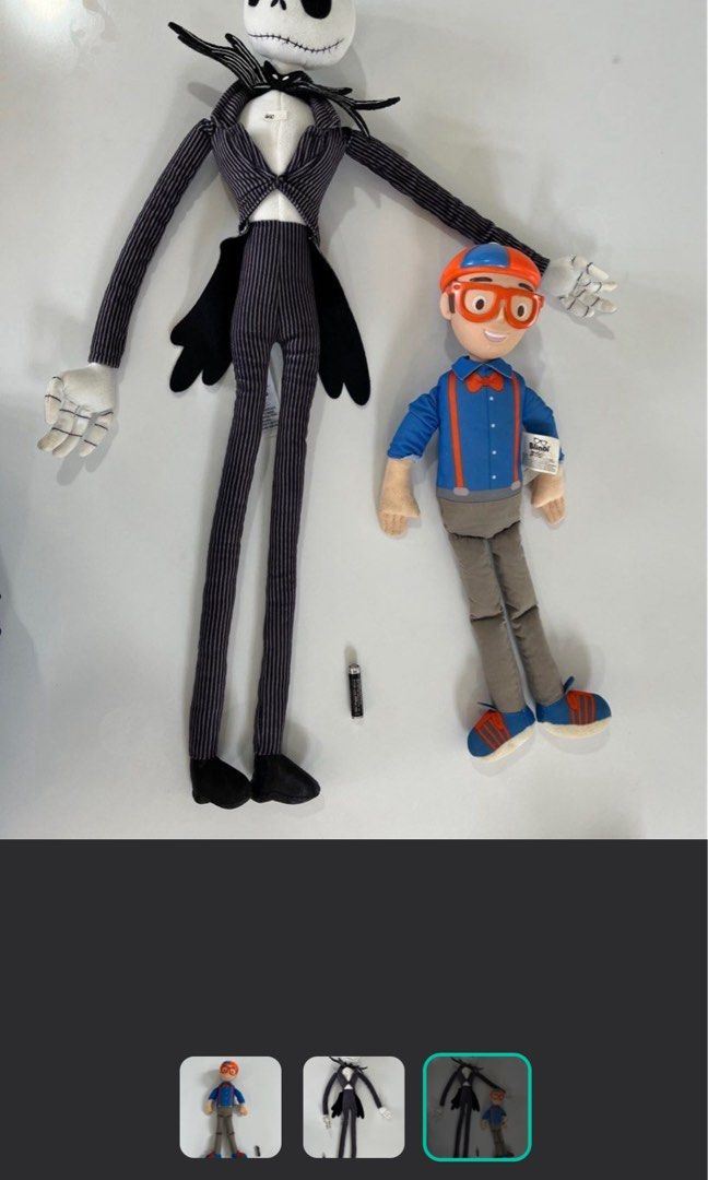 Authentic talking Blippi and Jack Skillington (Category: Kids Toys) located in Cabangan. Submitted by therare1 (Listing ID 1375916270, Image 1). Description: Talking Blippi Working, authentic. Good condition, .