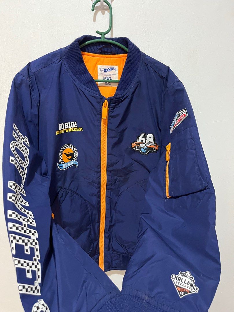 Baleno x Hotwheels kids bomber jacket (Category: Babies & Kids Fashion) located in Makati City. Submitted by re.mini (Listing ID 1383903716, Image 2). Description: Baleno x Hotwheels kids bomber jacket Likenew condition Size 130 (6-8Y) on tag P1000 Taguig Location .