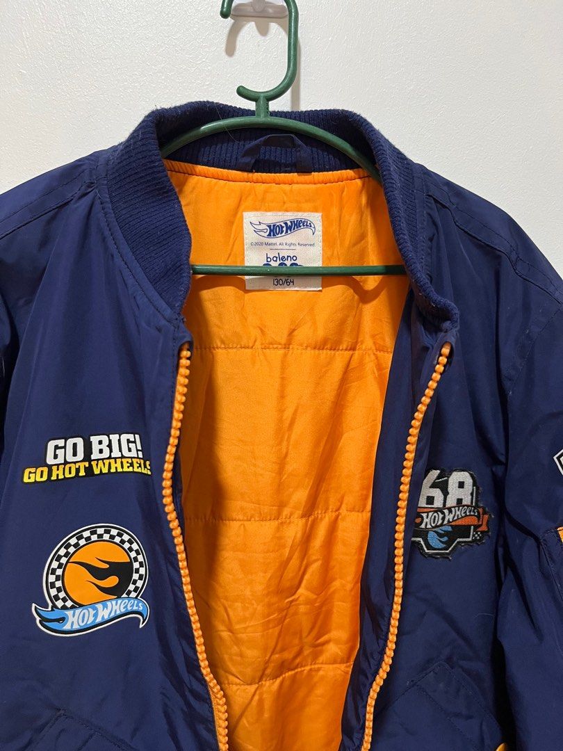 Baleno x Hotwheels kids bomber jacket (Category: Babies & Kids Fashion) located in Makati City. Submitted by re.mini (Listing ID 1383903716, Image 3). Description: Baleno x Hotwheels kids bomber jacket Likenew condition Size 130 (6-8Y) on tag P1000 Taguig Location .