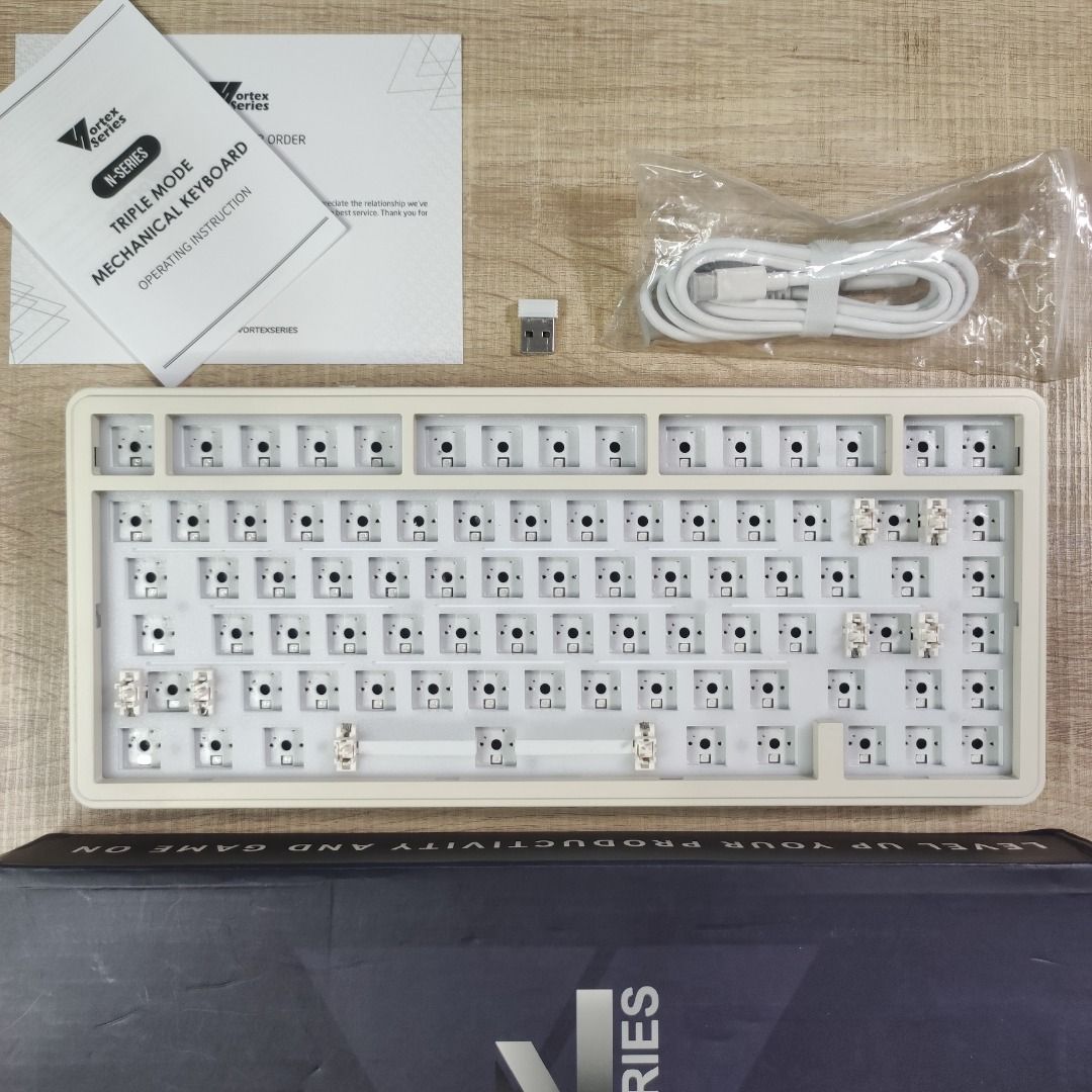 Barebone Vortexseries NS75 QMK VIA Beige Gaming Keyboard Wireless 3 Tri ...