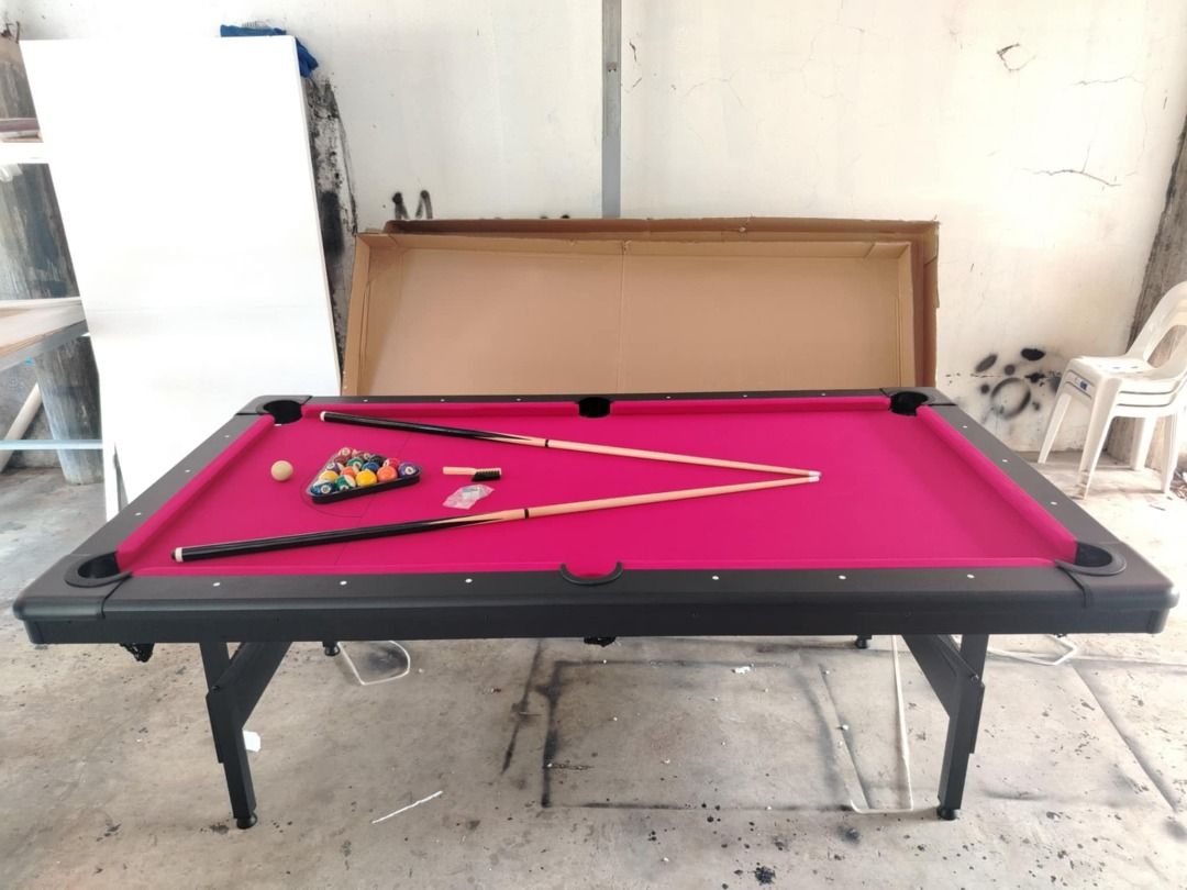 Brand New 4x7ft Foldable Imported Billiard Table/Billiard table (Category: Billiards and Bowling) located in San Pablo. Submitted by abw4reyes (Listing ID 1383903501, Image 1). Description: Brand New 4x7ft Foldable Imported Billiard Table Included Accessories: ✔ 2 1/4 Billiard Ball Set ✔ 2 1/4 Plastic Triangle ✔ 2pcs Billiard Cue Stick ✔ 2pcs Billiard Chalk Product Details: ✔ outside dimension L- 213 cm W- 116 cm H- 80 cm ✔ inside dimension /play