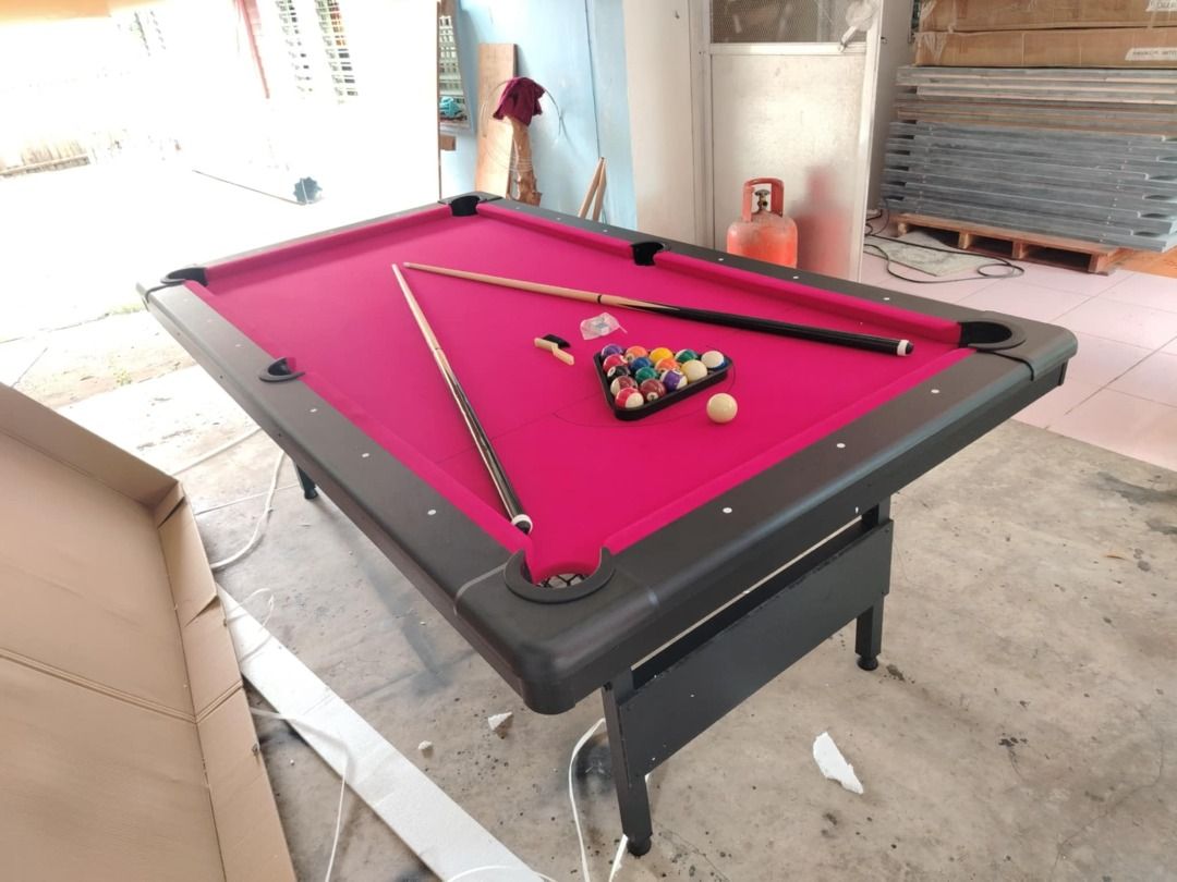 Brand New 4x7ft Foldable Imported Billiard Table/Billiard table (Category: Billiards and Bowling) located in San Pablo. Submitted by abw4reyes (Listing ID 1383903501, Image 3). Description: Brand New 4x7ft Foldable Imported Billiard Table Included Accessories: ✔ 2 1/4 Billiard Ball Set ✔ 2 1/4 Plastic Triangle ✔ 2pcs Billiard Cue Stick ✔ 2pcs Billiard Chalk Product Details: ✔ outside dimension L- 213 cm W- 116 cm H- 80 cm ✔ inside dimension /play