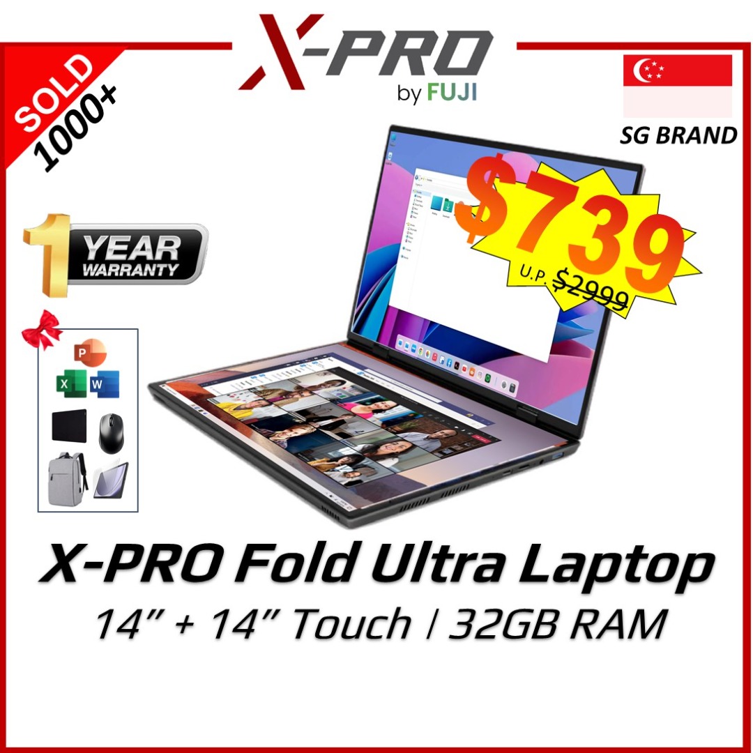 Refurbished XPRO Fold Ultra Laptop - 14 Inch Dual Screen With Touch ...