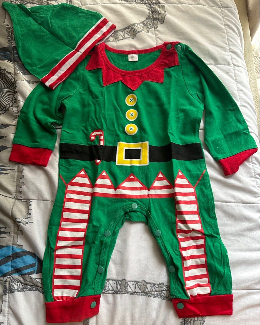 Christmas costume for baby (Category: Babies & Kids Fashion) located in Manila. Submitted by officialmsp (Listing ID 1383978411, Image 1). Description: Used for Christmas celebrations. Decluttering items not needed na since toddler na sya. .