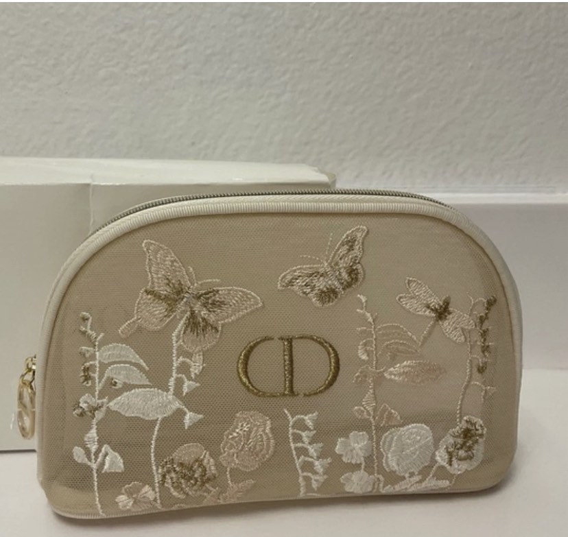 2025 Limited Edition Embroidered Beauty Pouch – Butterflies & Dragonflies Makeup Bag