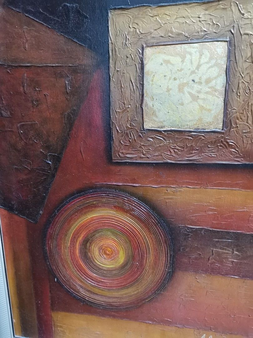 For sale painting (Category: Frames & Pictures) located in Pasig City. Submitted by aillegra (Listing ID 1383971888, Image 2). Description: For rush sale painting Oil on canvas Abstract 24 x 36 inches Very good condo Makapal ang frame.