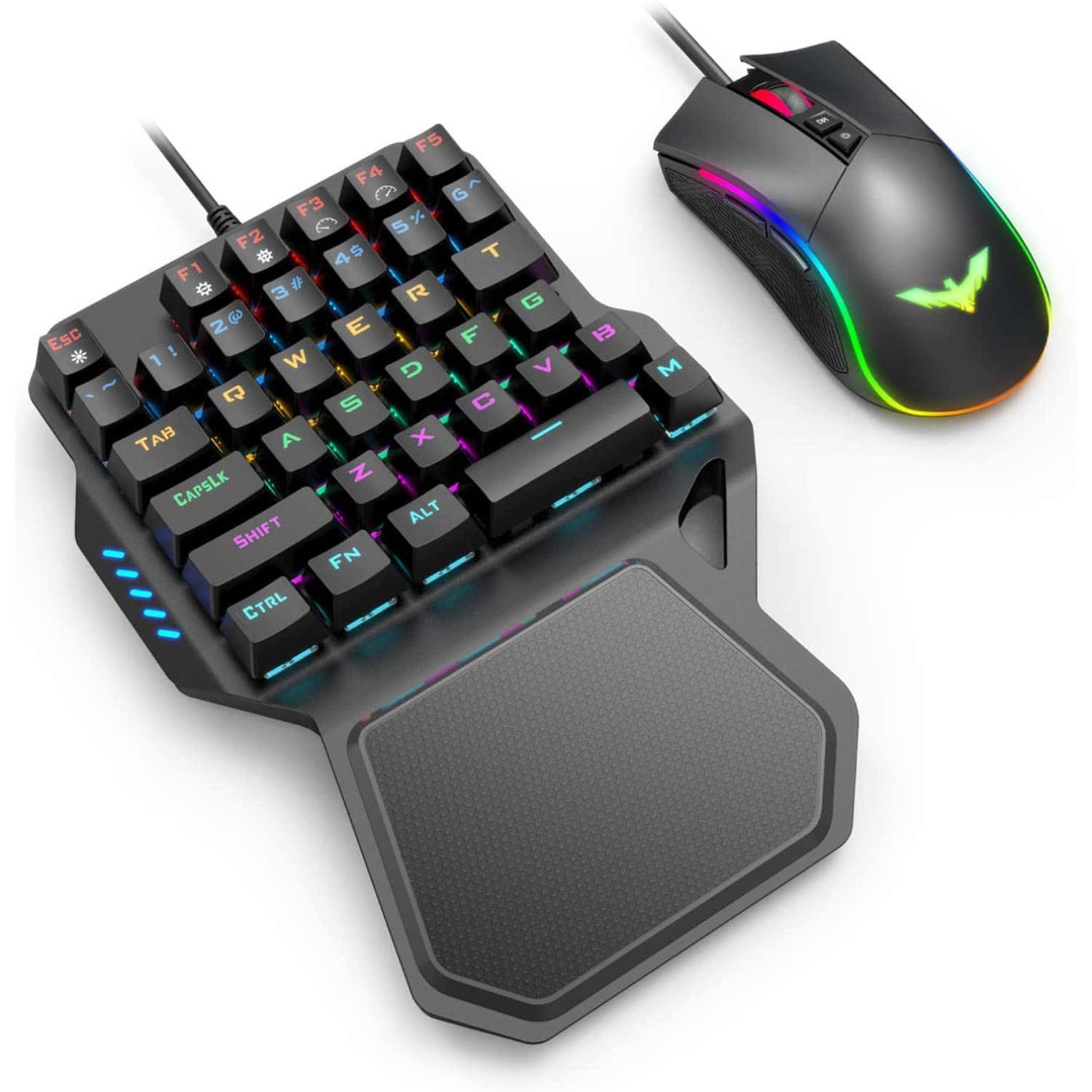 HAVIT RK-B20 One Hand RGB Gaming Keyboard & Programmable Mouse Combo ...