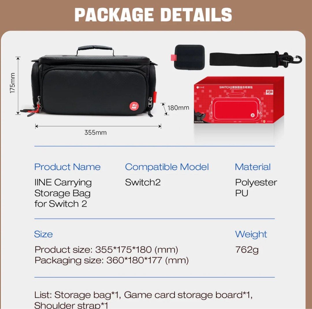 IINE Carrying Storage Bag for Nintendo Switch 2 (Category: Cases & Covers) located in Quezon City. Submitted by clostitchotaku100 (Listing ID 1383905295, Image 3). Description: ☑️Brand New ☑️Sealed ☑️ 100% Original ☑️Payment Methods: COD(2k max), Gcash, BPI ☑️Shipping via lala move. Buyer’s Expense ☑️ Location: Wilsonville Subdivision Project 6, Culiat Quezon City ☑️Fb Main marketplace: Clostitch Otaku.