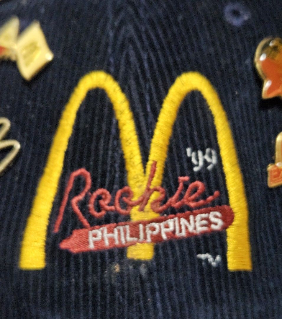 McDonald's McDo Philippines Rookie 1999 cap (Category: Caps & Hats) located in Las Pinas. Submitted by 05.11minimalist (Listing ID 1383913487, Image 2). Description: Vintage. McDonald's Philippines 1999 Rookie blue cap. With 39 assorted mostly McDonald's related pins. Great condition corduroy cap. OSFM. Please do not make any OFFER if you have no intentions of buying. Do not BUY if in doubt. Actual pics of items posted/listed. No Reservation. No 
