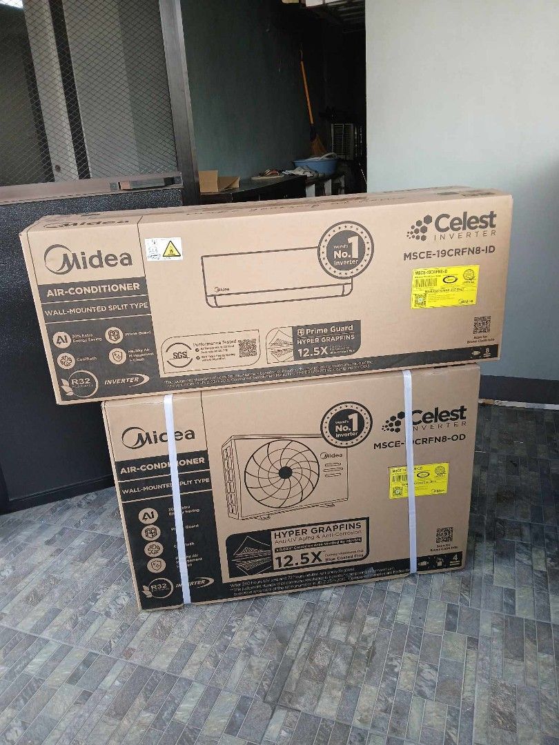 MIDEA CELEST INVERTER SPLIT TYPE AIRCON (Category: Air Conditioning and Heating) located in Quezon City. Submitted by airconph. (Listing ID 1383912443, Image 1). Description: 🚩MIDEA CELEST INVERTER model: ▪️MSCE-10CRFN8 - 1.0HP ▪️MSCE-13CRFN8 - 1.5HP ▪️MSCE-19CRFN8 - 2.0HP ▪️MSCE-22CRFN8 - 2.5HP ▪️MSCE-25CRFN8 - 3.0HP ✅ Brand New and Quality Split Type AC Inverter with FREE INSTALLATION‼️ -FREE Delivery (nearby areas) -FREE Circuit Breaker -FREE