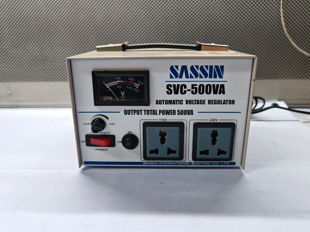 Sassin Brand 500W AVR (Category: Electrical, Adaptors & Sockets) located in Manila. Submitted by wilbert.lua (Listing ID 1383918577, Image 1). Description: Sassin 500W Automatic Voltage Stabilizer 110/220V Pickup at Strongbridge Hardware Center 140 Pasig Blvd Bagong Ilog Pasig MON-SAT 830am-4pm.
